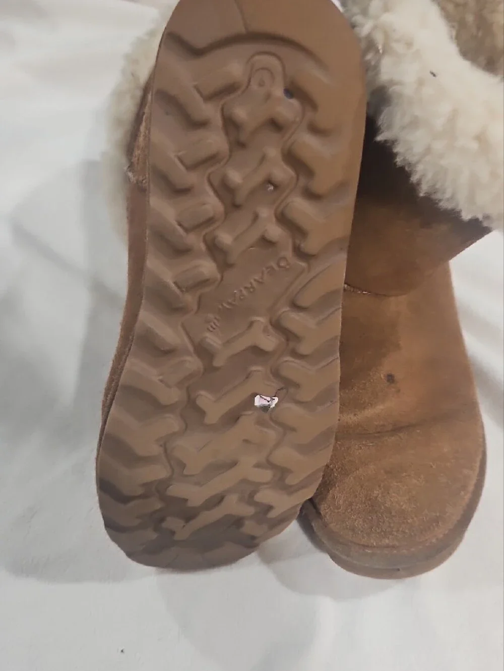BearPaw Womens Suede Faux Shearling Boot - Brown & Cream
